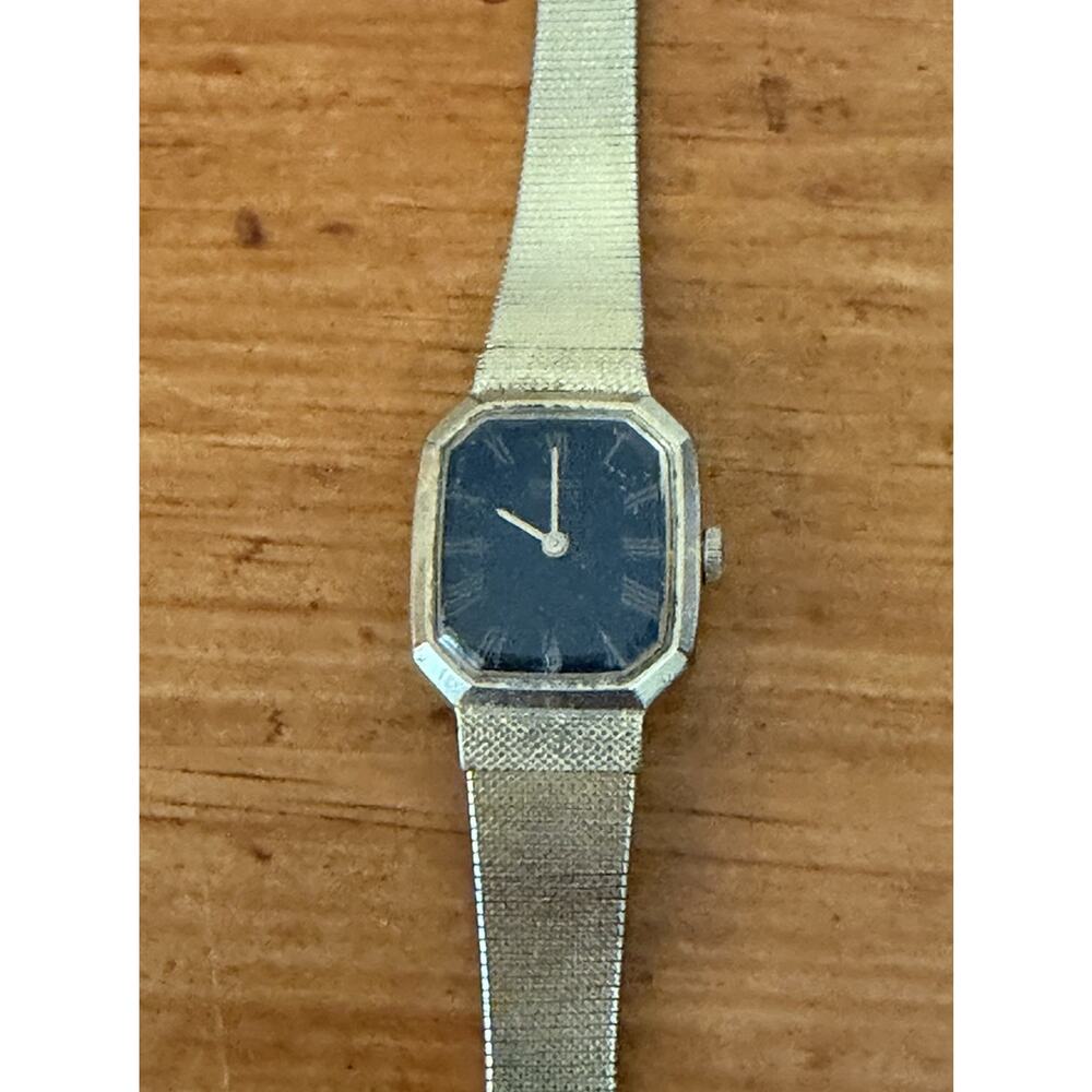 Vintage Seiko Gold Tone Octagonal Case Black Dial Mesh Bracelet Quartz Watch - Picture 5 of 14
